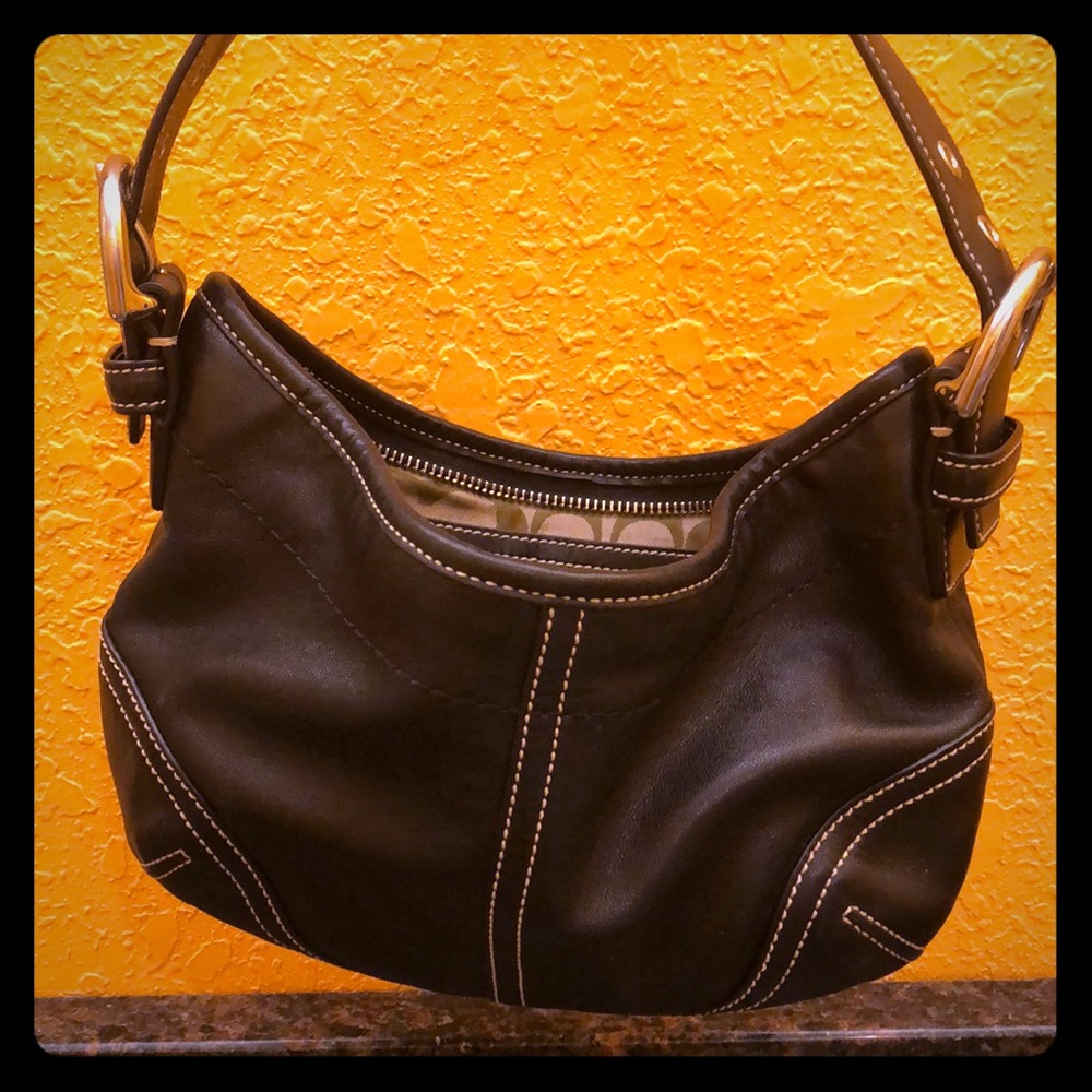 Smooth leather coach shoulder bag